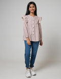 Aero Kids Long Sleeve Blouse Top Woven Print Flower