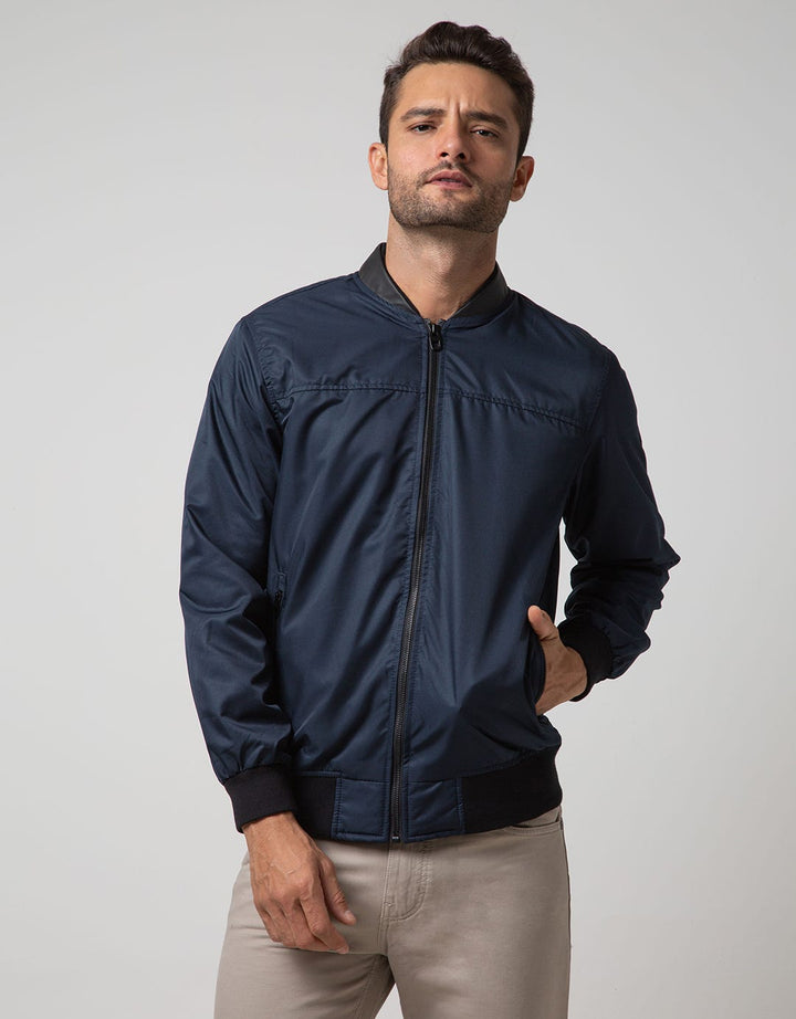 Nevada Jacket Woven With Bomber Leather Collar