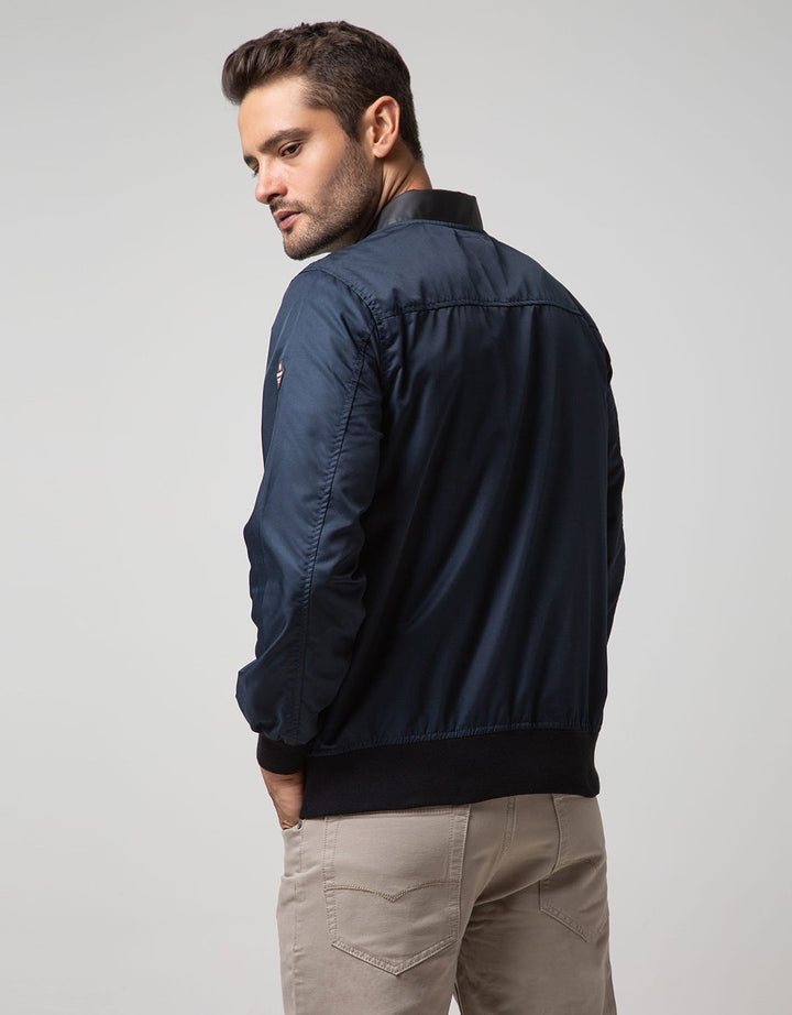 Nevada Jacket Woven With Bomber Leather Collar
