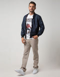 Nevada Jacket Woven With Bomber Leather Collar