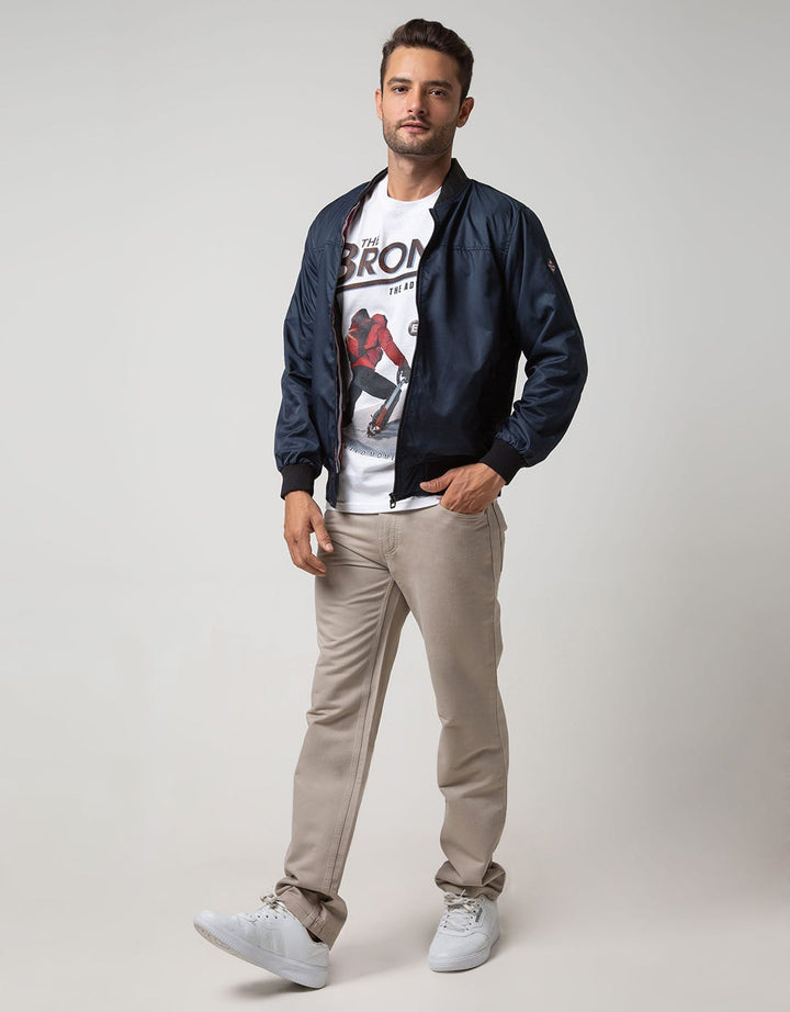 Nevada Jacket Woven With Bomber Leather Collar