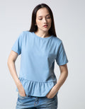 Connexion Short Sleeve Blouse Ruffle In Waist Bottom