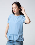 Connexion Short Sleeve Blouse Ruffle In Waist Bottom
