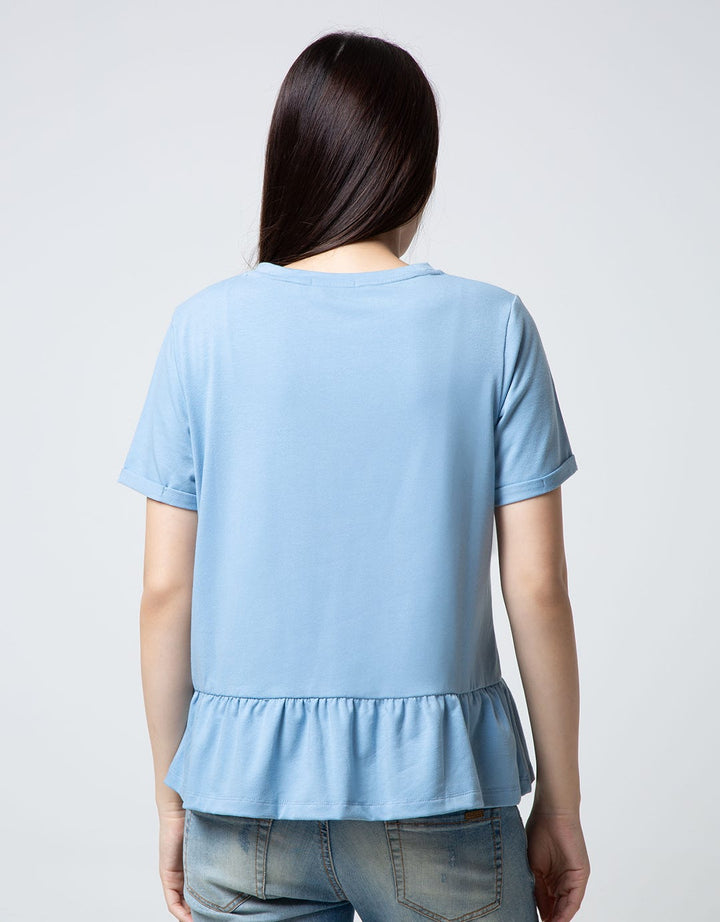 Connexion Short Sleeve Blouse Ruffle In Waist Bottom