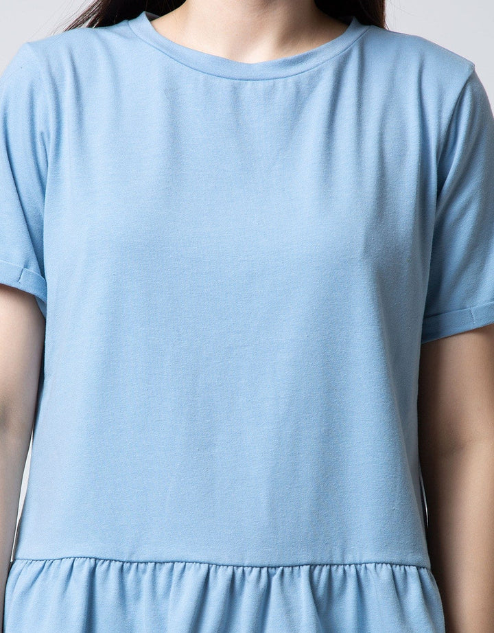 Connexion Short Sleeve Blouse Ruffle In Waist Bottom