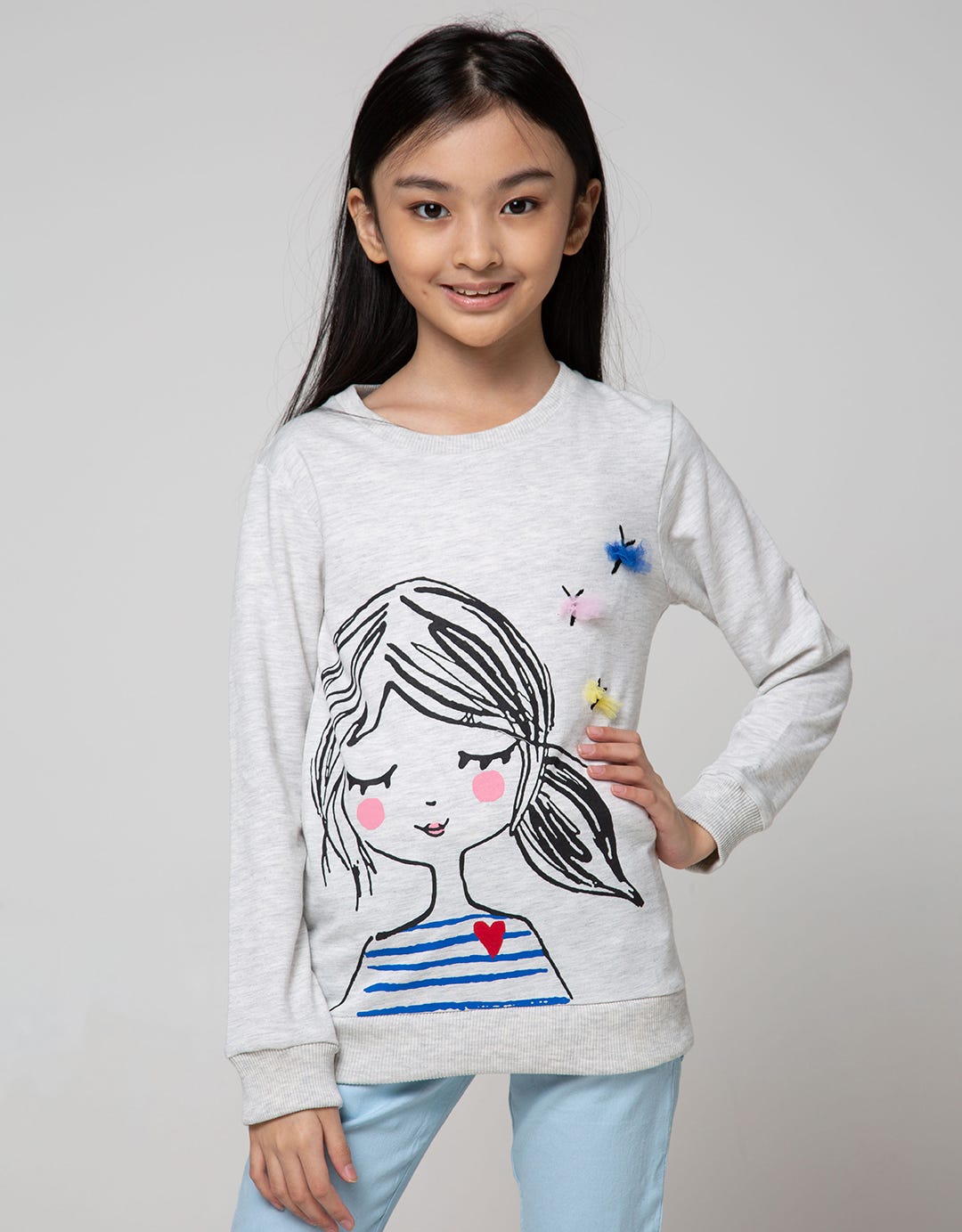 Aero Kids Sweatshirt GirlLong Sleeve With Butterfly