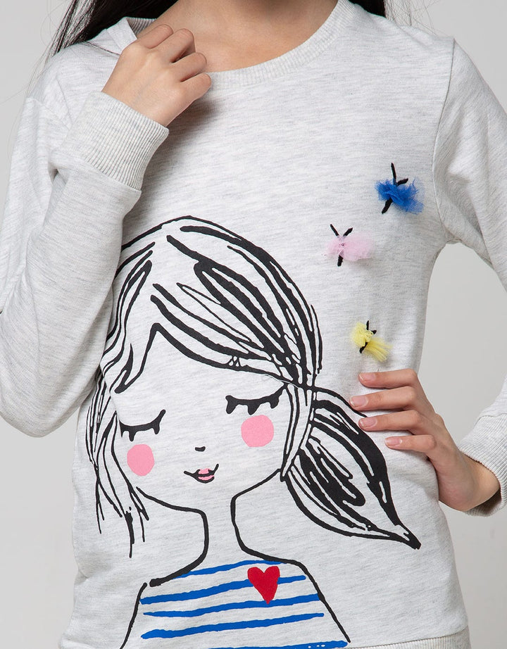 Aero Kids Sweatshirt GirlLong Sleeve With Butterfly