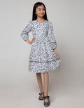 Kidz Too Long Sleeve Midi Dress Flower Leaf Hand Lace