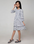 Kidz Too Long Sleeve Midi Dress Flower Leaf Hand Lace