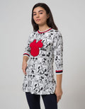 Disney Long Sleeve Midi Dress Minnie Fullprint Flared