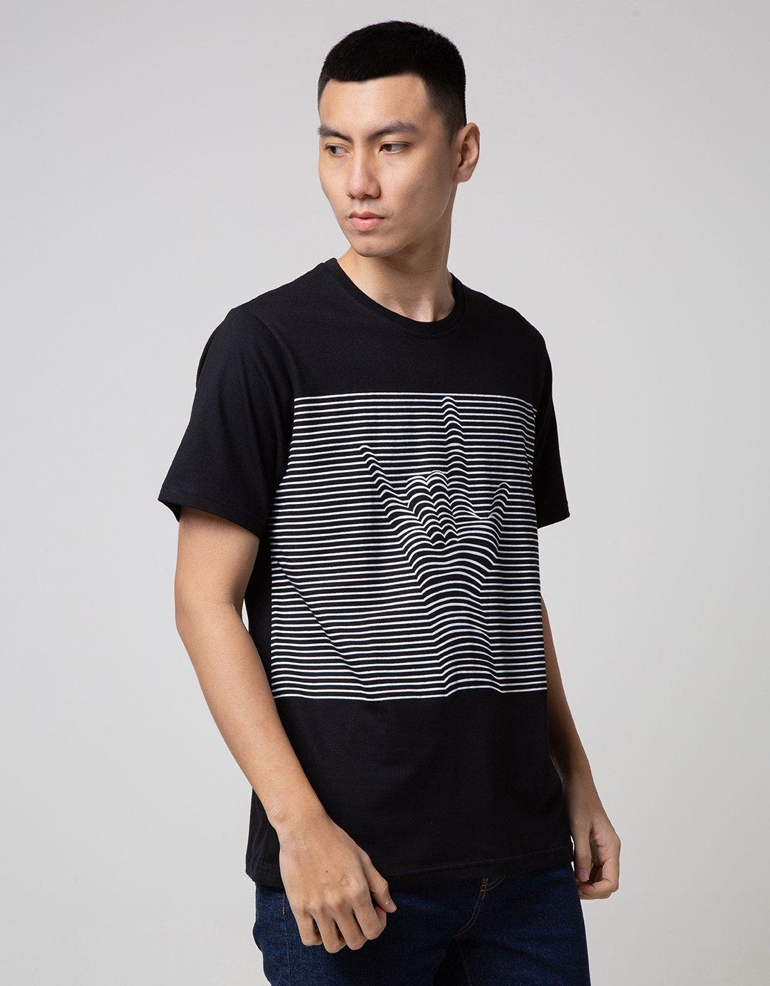 T Zone Short Sleeve T-Shirt Print Stripe 3D Line