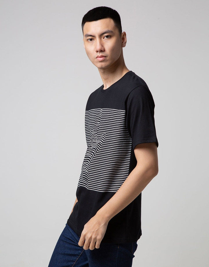 T Zone Short Sleeve T-Shirt Print Stripe 3D Line