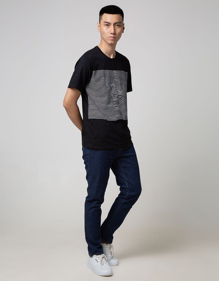 T Zone Short Sleeve T-Shirt Print Stripe 3D Line