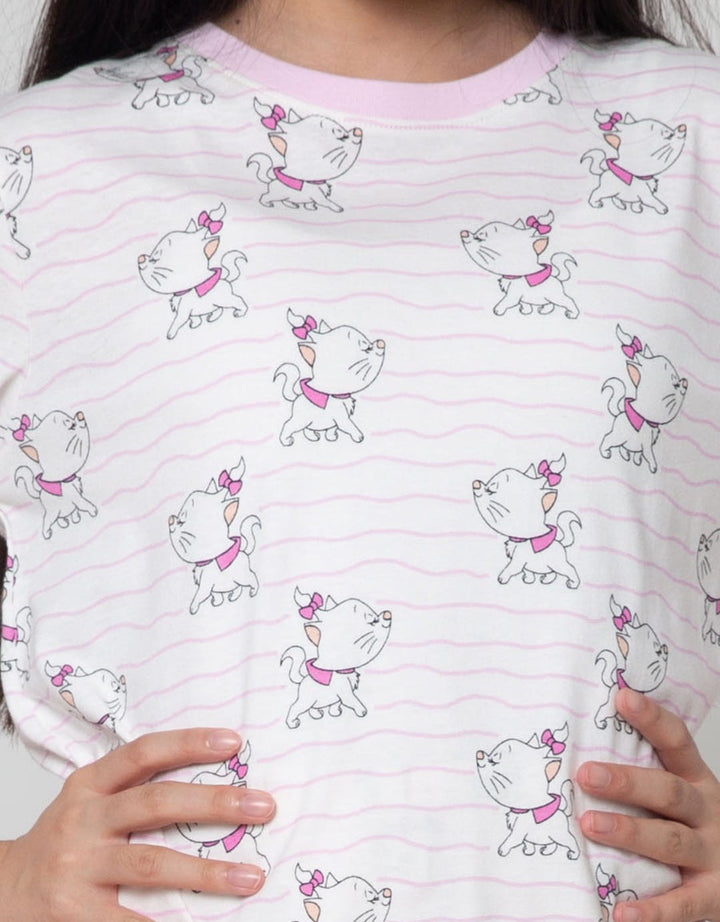 Disney Top - Bottom Set Long Sleeve Shirt Long Pants Fullprint Marie