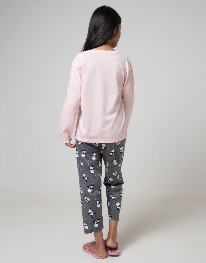 Kidz Too Top - Bottom Oblong Pajamas Set Long Sleeve Short Pants Panda