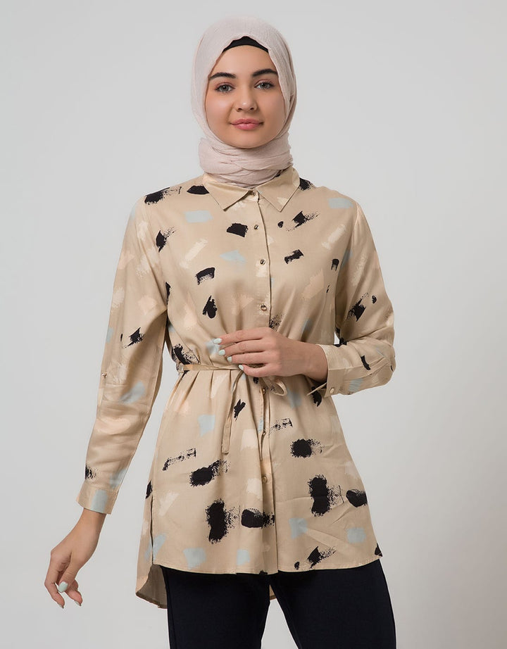 Annisa Woven Top Long Sleeve Shirt Abstract