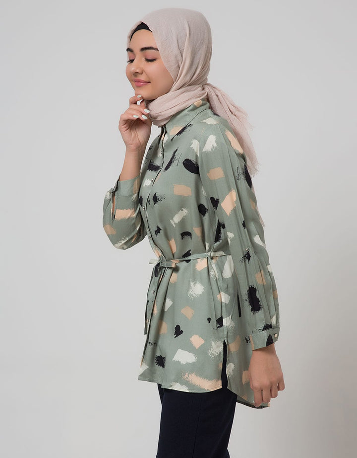 Annisa Woven Top Long Sleeve Shirt Abstract