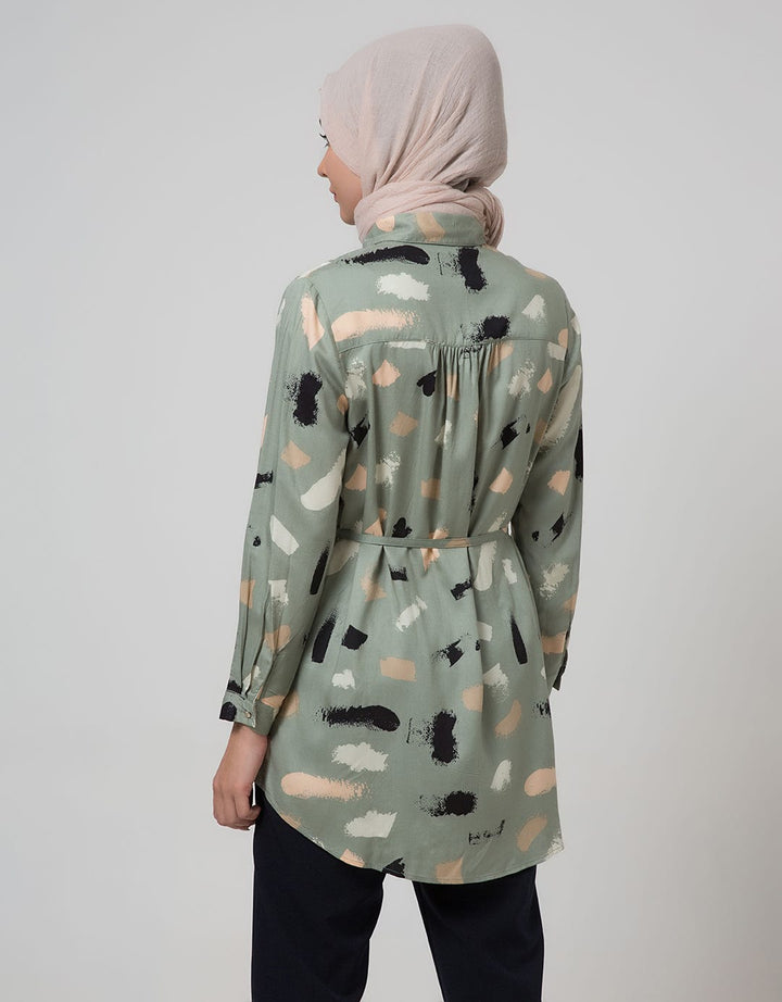 Annisa Woven Top Long Sleeve Shirt Abstract