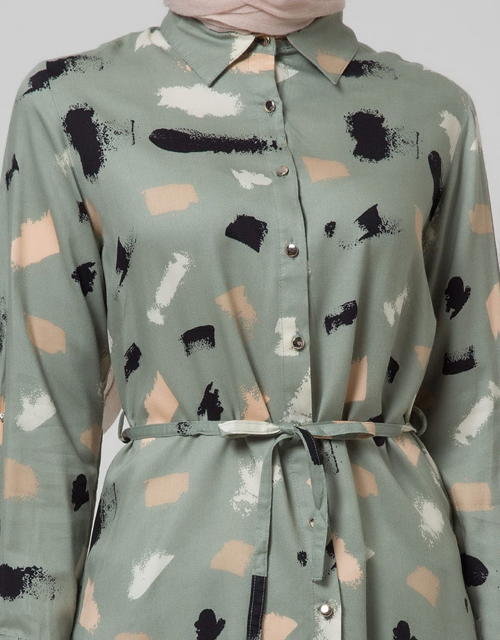 Annisa Woven Top Long Sleeve Shirt Abstract