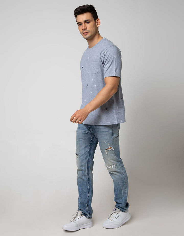 T Zone Short Sleeve T-Shirt Fullprint Aop Pocket Origami