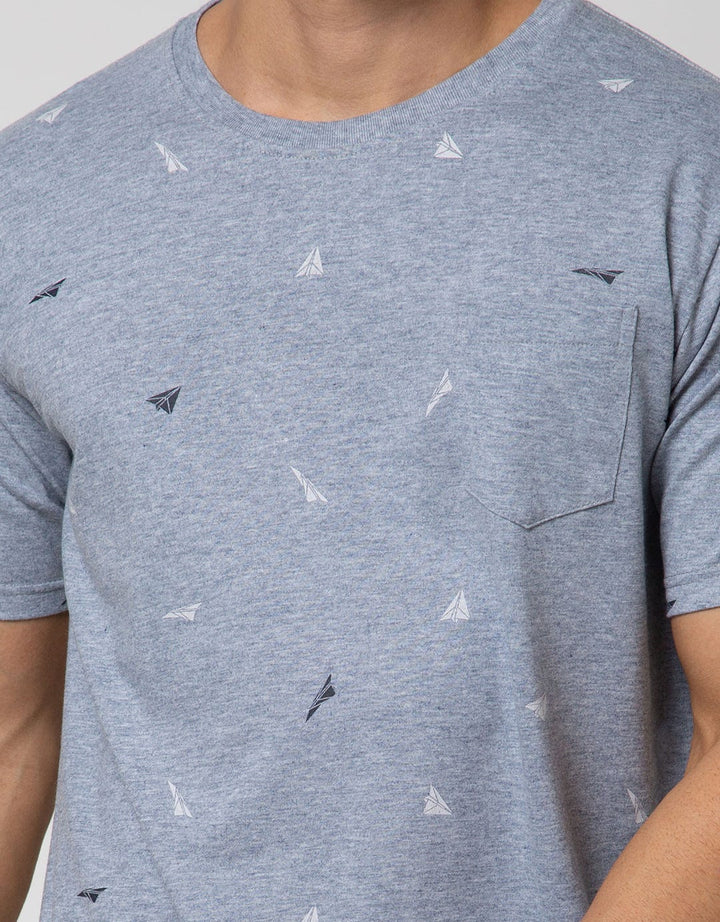 T Zone Short Sleeve T-Shirt Fullprint Aop Pocket Origami