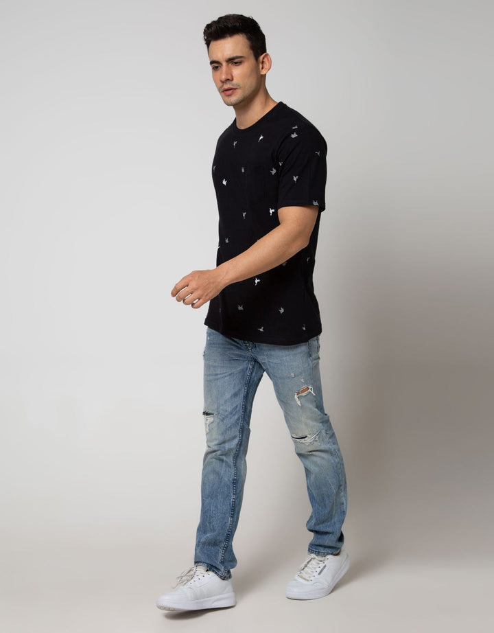 T Zone Short Sleeve T-Shirt Fullprint Aop Pocket Origami