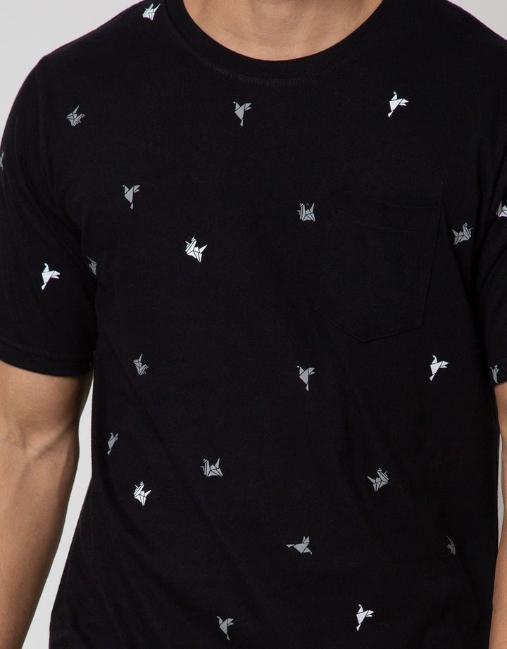 T Zone Short Sleeve T-Shirt Fullprint Aop Pocket Origami