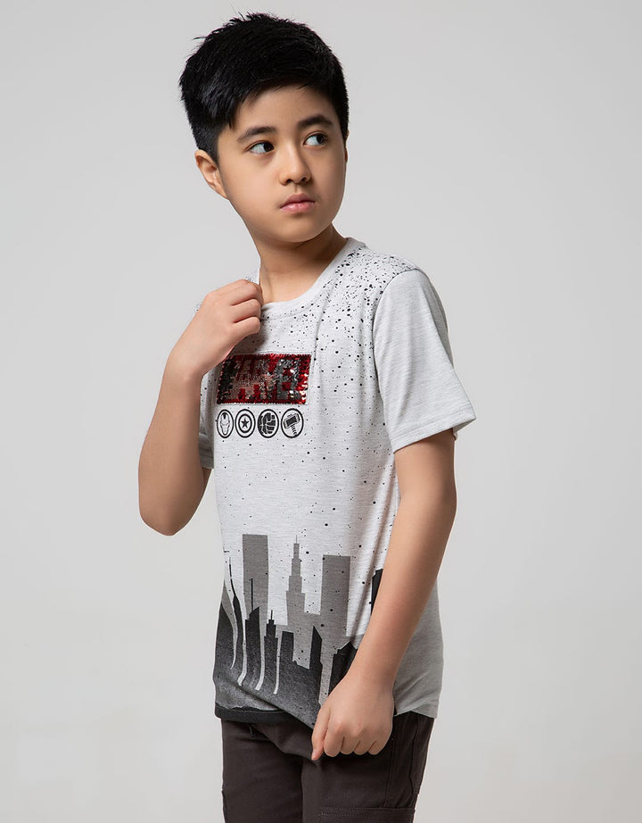 Marvel Avengers Sequins CityShort Sleeve T-Shirt