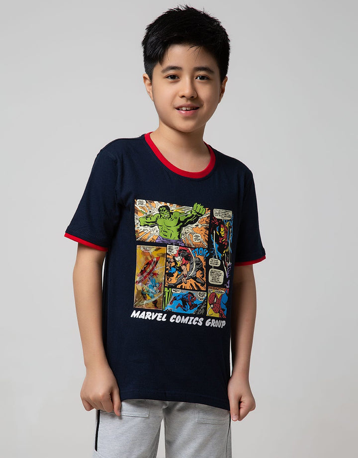 Marvel Avengers Comic Square Holo Short Sleeve T-Shirt