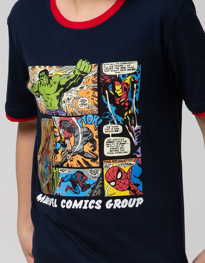 Marvel Avengers Comic Square Holo Short Sleeve T-Shirt