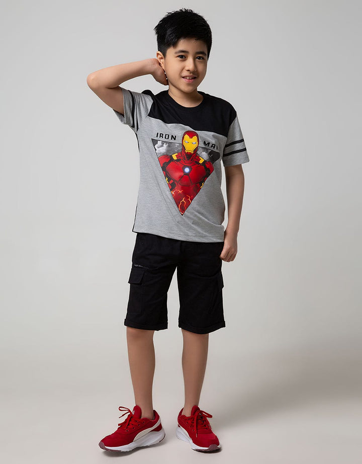Marvel Avengers Iron Segitiga Kombinasi Short Sleeve T-Shirt