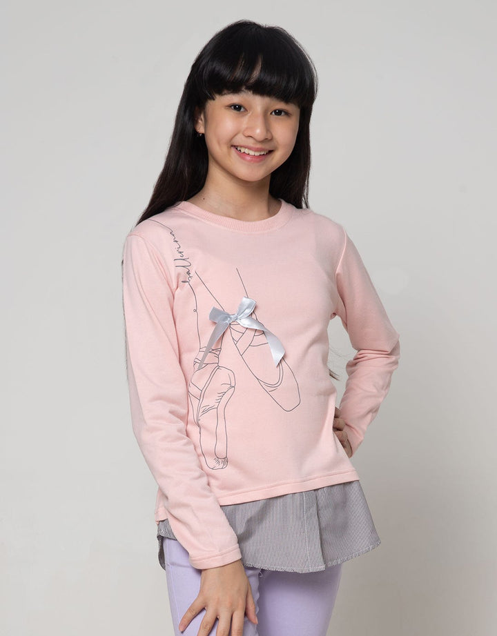 Nevada Kids Long Sleeve T-Shirt Bebitery Comb Woven Ballerina