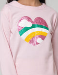 Aero Kids Long Sleeve T-Shirt Kindergarten Heart With Rainbow Sequins