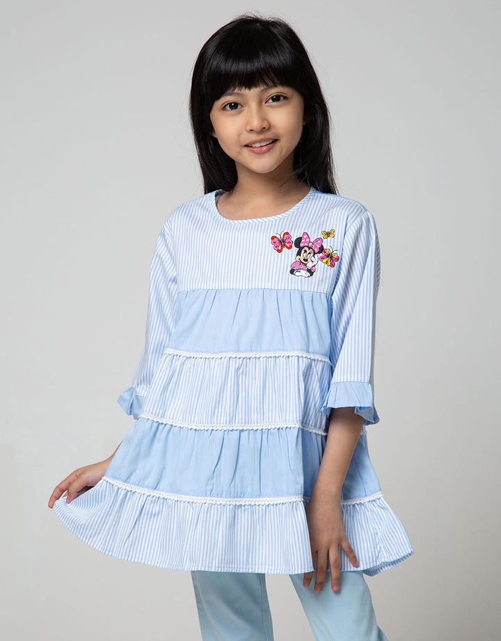 Disney Short Sleeve Midi Dress Minnie Stripe