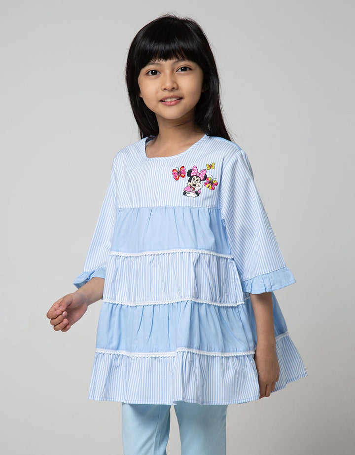 Disney Short Sleeve Midi Dress Minnie Stripe