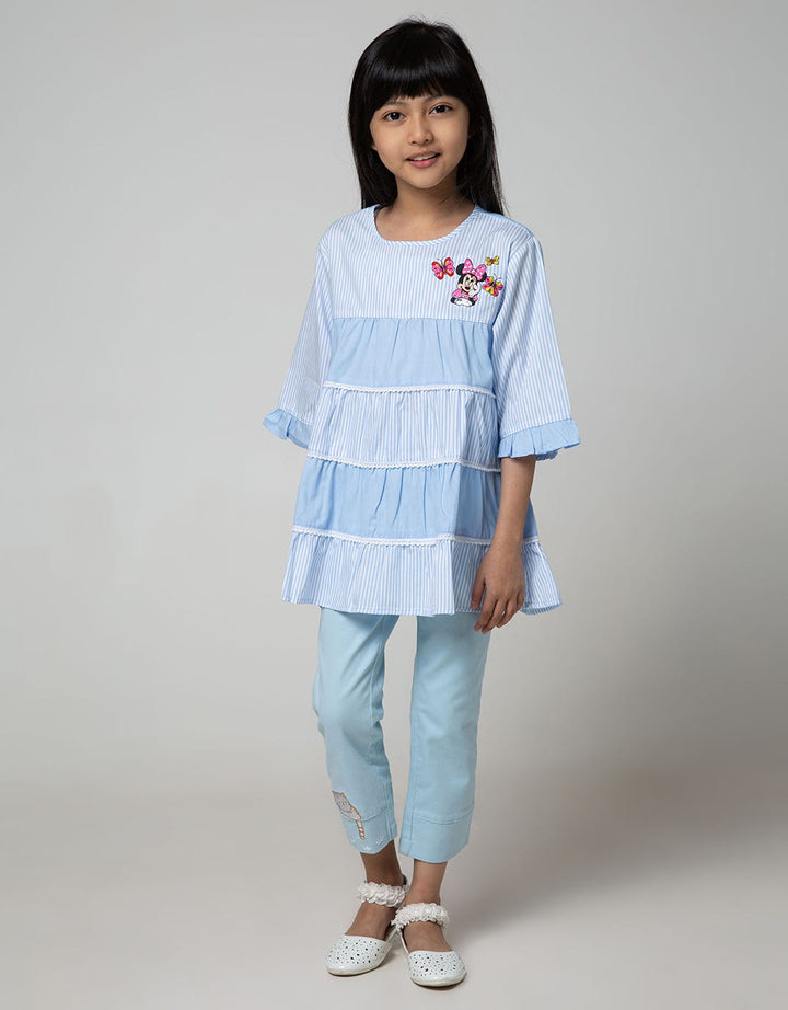 Disney Short Sleeve Midi Dress Minnie Stripe