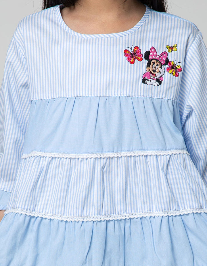 Disney Short Sleeve Midi Dress Minnie Stripe