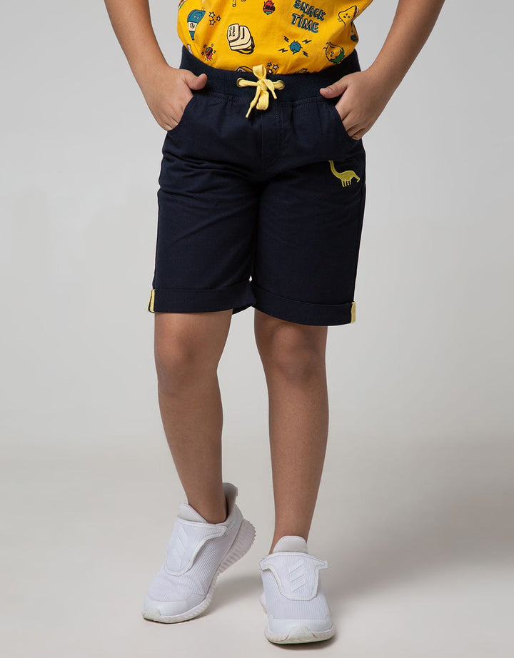 Little M Short Pants Woven Rib Bordir Dino Twilltape