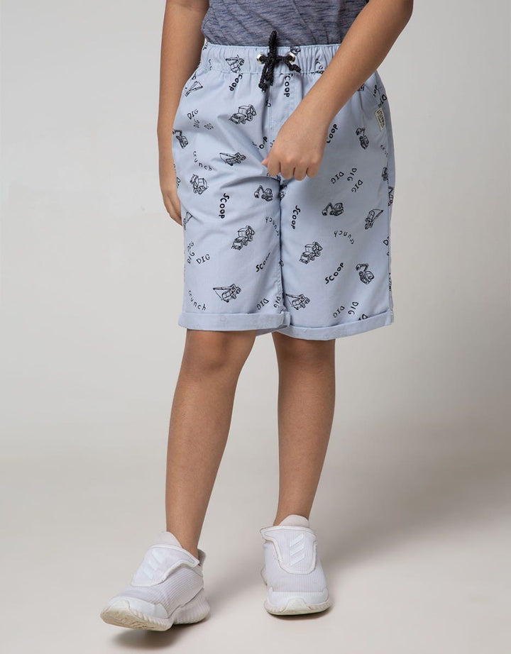 Little M Kids Short Pants Woven Print Truck Rubber