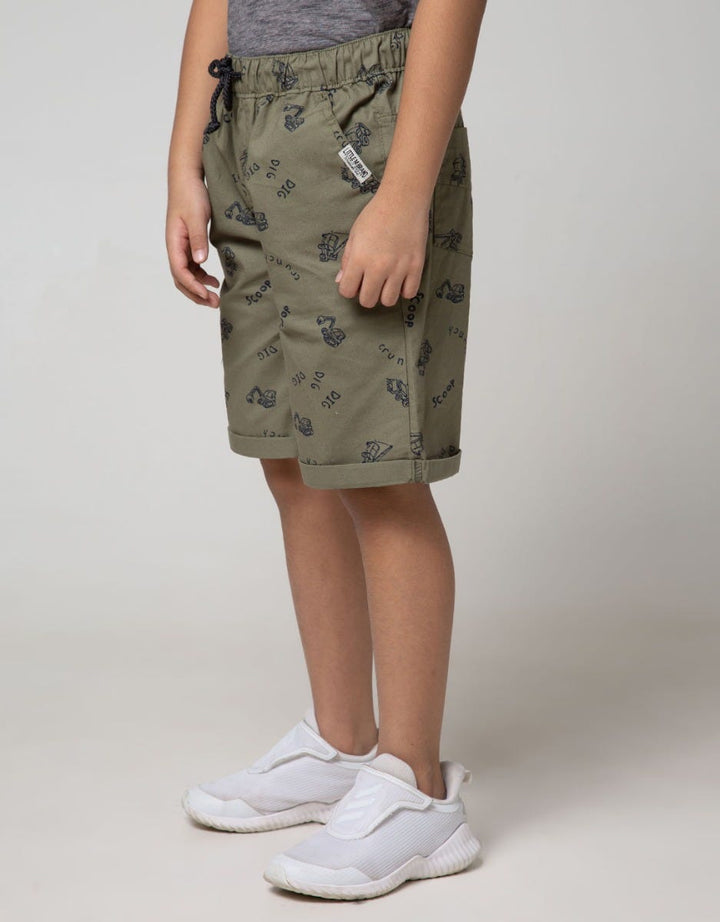 Little M Kids Short Pants Woven Print Truck Rubber