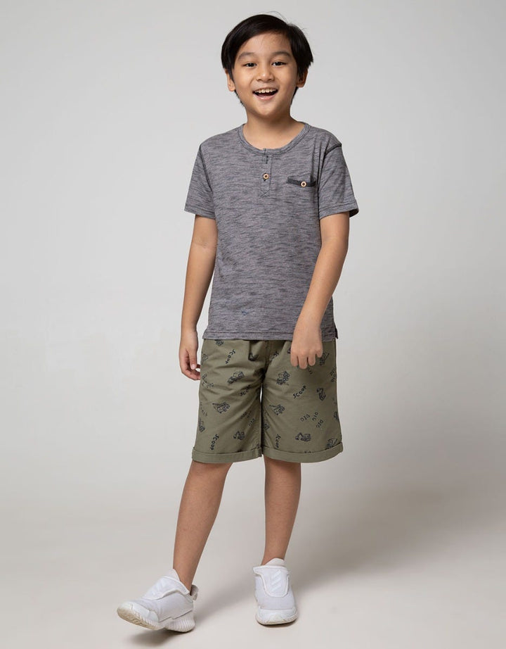 Little M Kids Short Pants Woven Print Truck Rubber