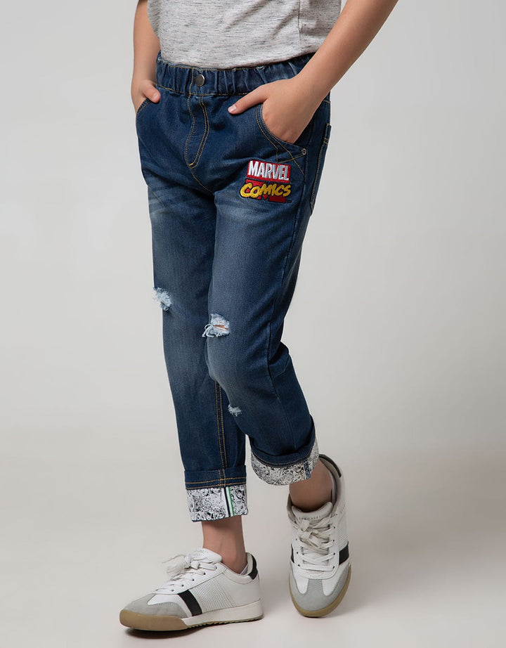 Marvel Comics Destroy Bottom Long Pants Denim