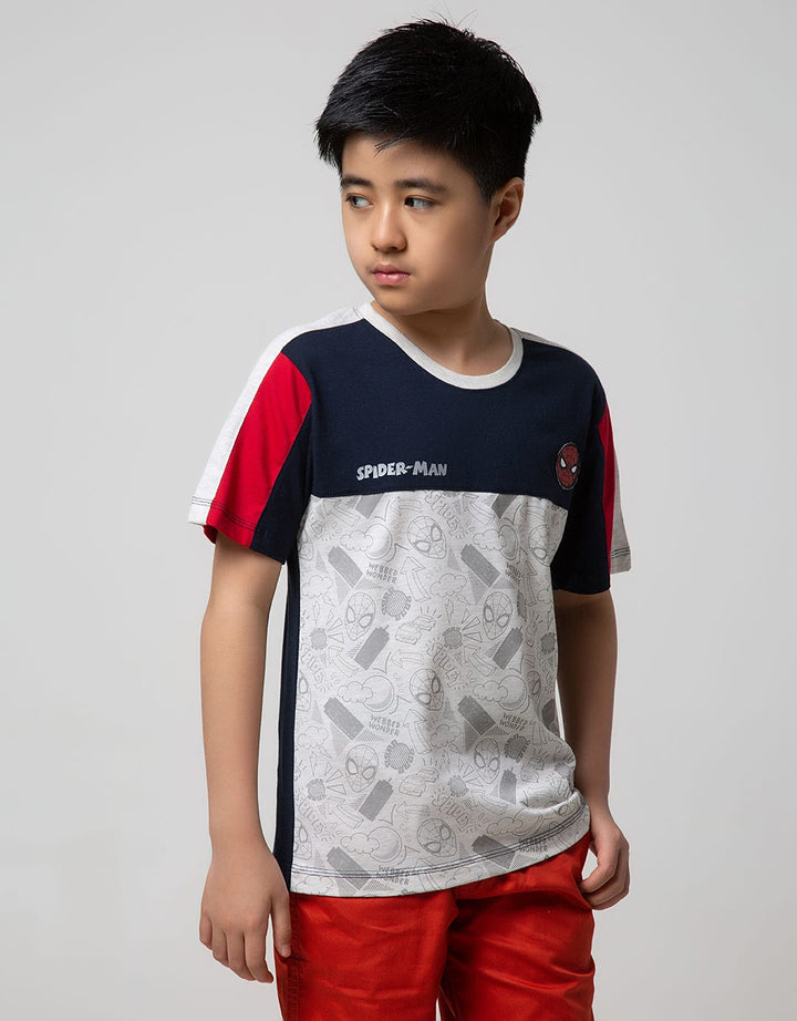Marvel Spider-Man Combination Fullprint Cut Sewn Short Sleeve T-Shirt