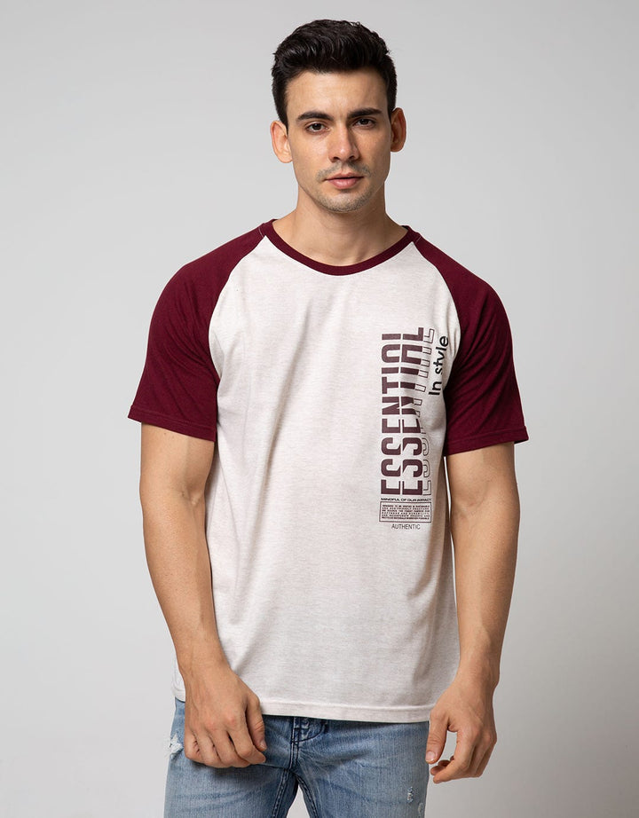 T Zone Short Sleeve Raglan T-Shirt Print Slogan - Essential