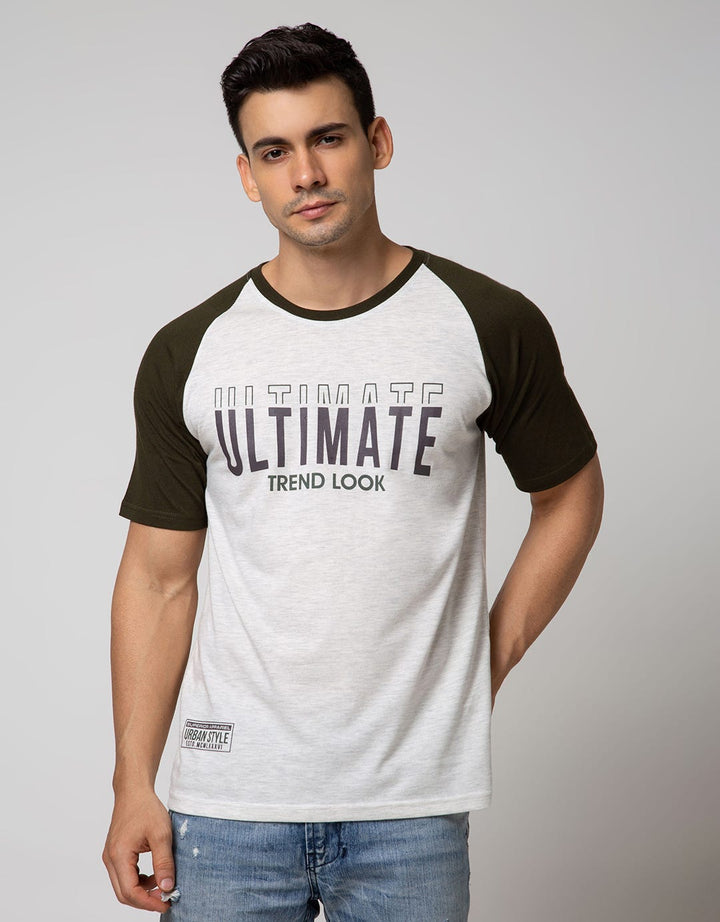 T Zone Short Sleeve Raglan T-Shirt Print Slogan - Ultimate