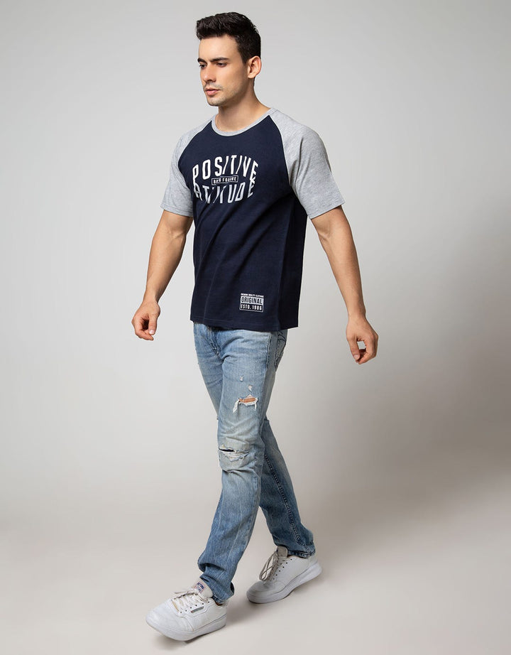 T Zone Short Sleeve Raglan T-Shirt Print Slogan - Ultimate