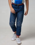 Little M Denim Pants Rib Bordir Bintang Non Stretch Lipat
