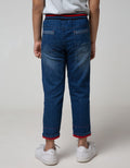 Little M Denim Pants Rib Bordir Bintang Non Stretch Lipat