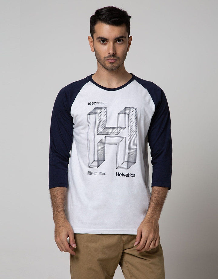 T Zone 3/4 Raglan T-Shirt Print Geometric Font