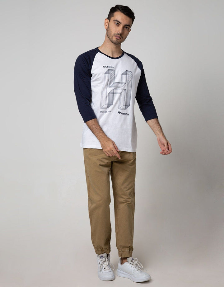 T Zone 3/4 Raglan T-Shirt Print Geometric Font